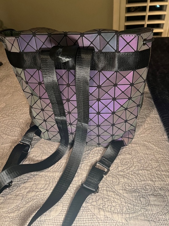 Bao Bao Issey Miyake Green Purple Backpack Flap Drawstring Holographic Design main image 6